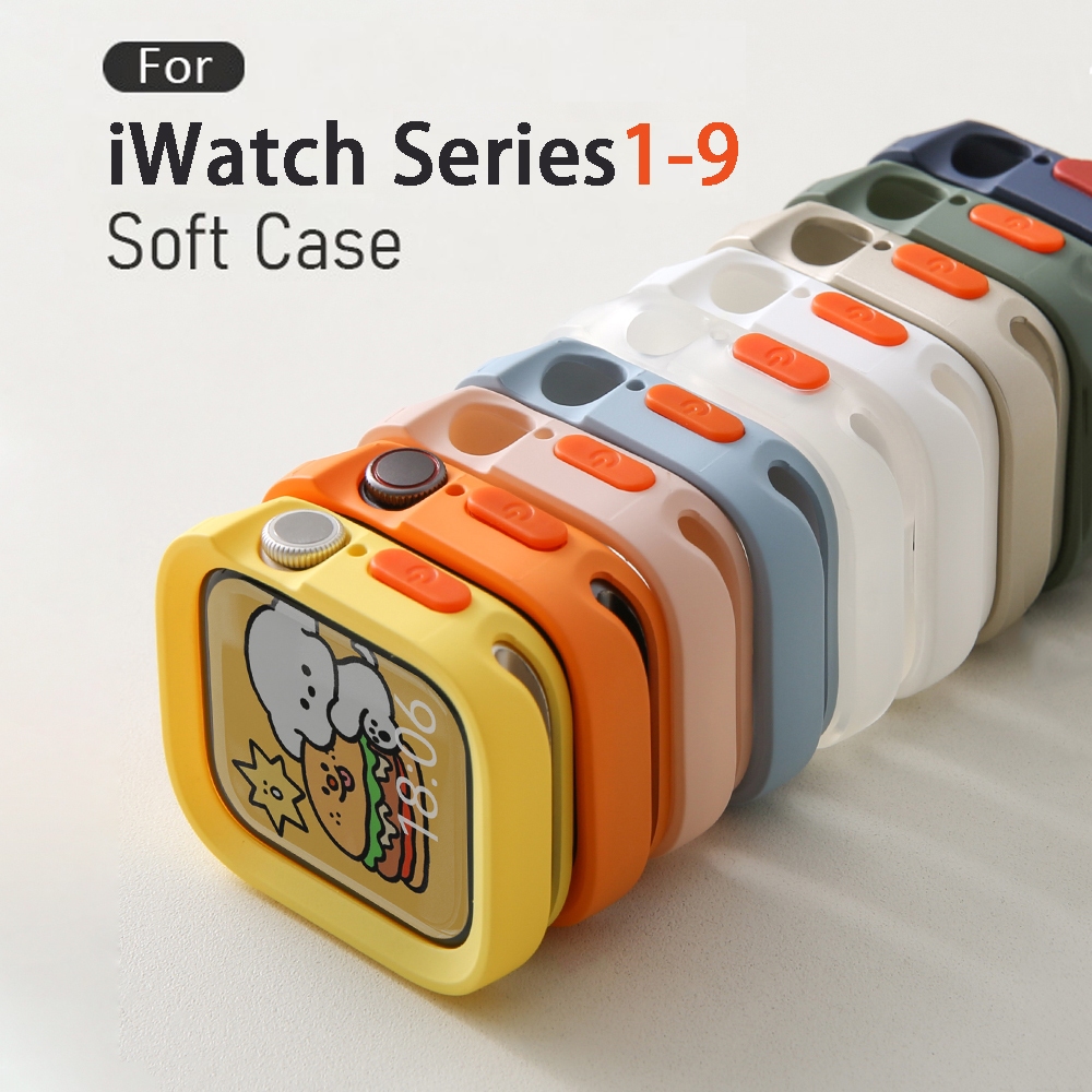 撞色TPU軟殼 適用 Apple watch 9保護殼 S8 7 6 5 4 Ultra 2保護殼 41 45 49mm