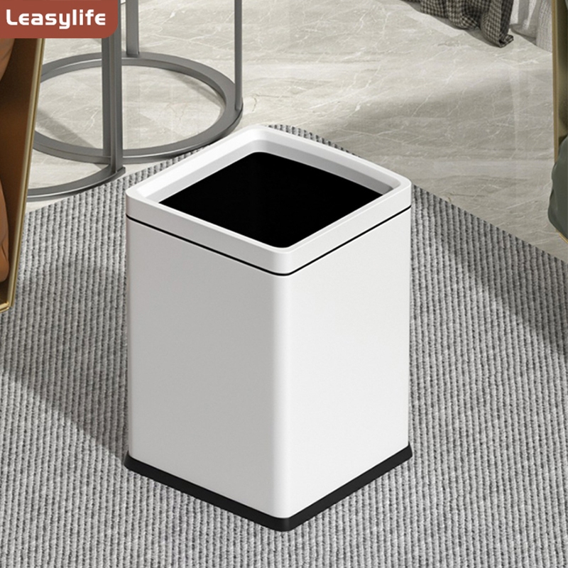 無蓋壓圈垃圾桶大號不鏽鋼家用客廳臥室衛生間廚房敞口方形8L