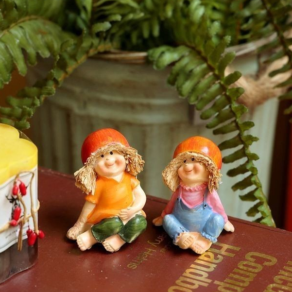 田園 萌趣 可愛 橘子娃娃 樹脂擺飾 園藝擺件 桌面擺件 桌面家居裝飾品擺件 擺飾 花園 園藝造景 禮物