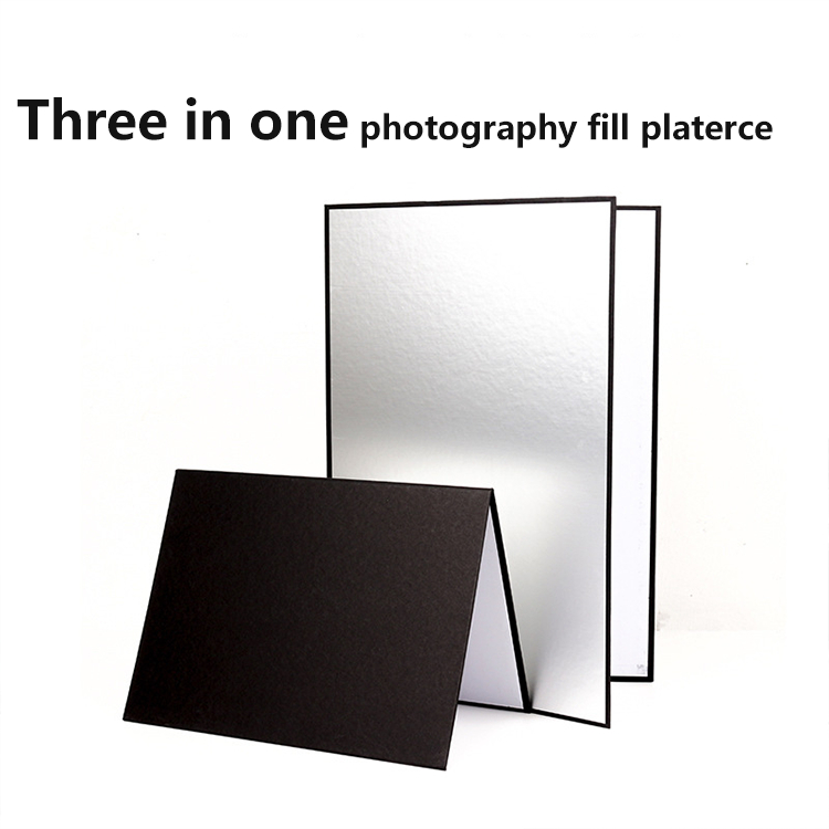 A4攝影立式可折疊加厚反光板靜物產品補光燈拍攝掛鉤黑白邊硬紙板背景