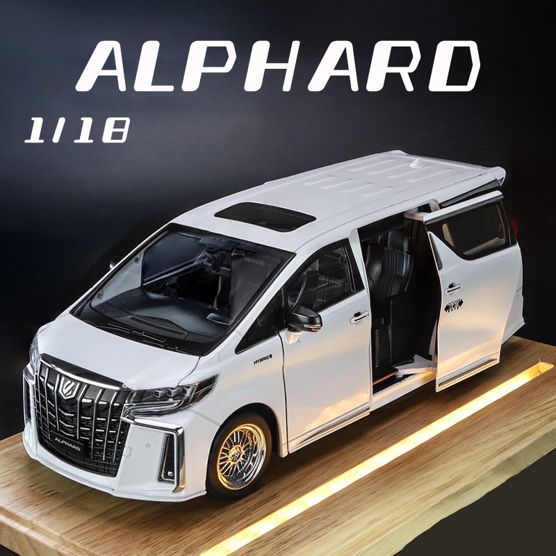 1:18 比例豐田 Alphard 合金汽車模型壓鑄汽車聲光汽車愛好者系列兒童生日金屬男孩玩具