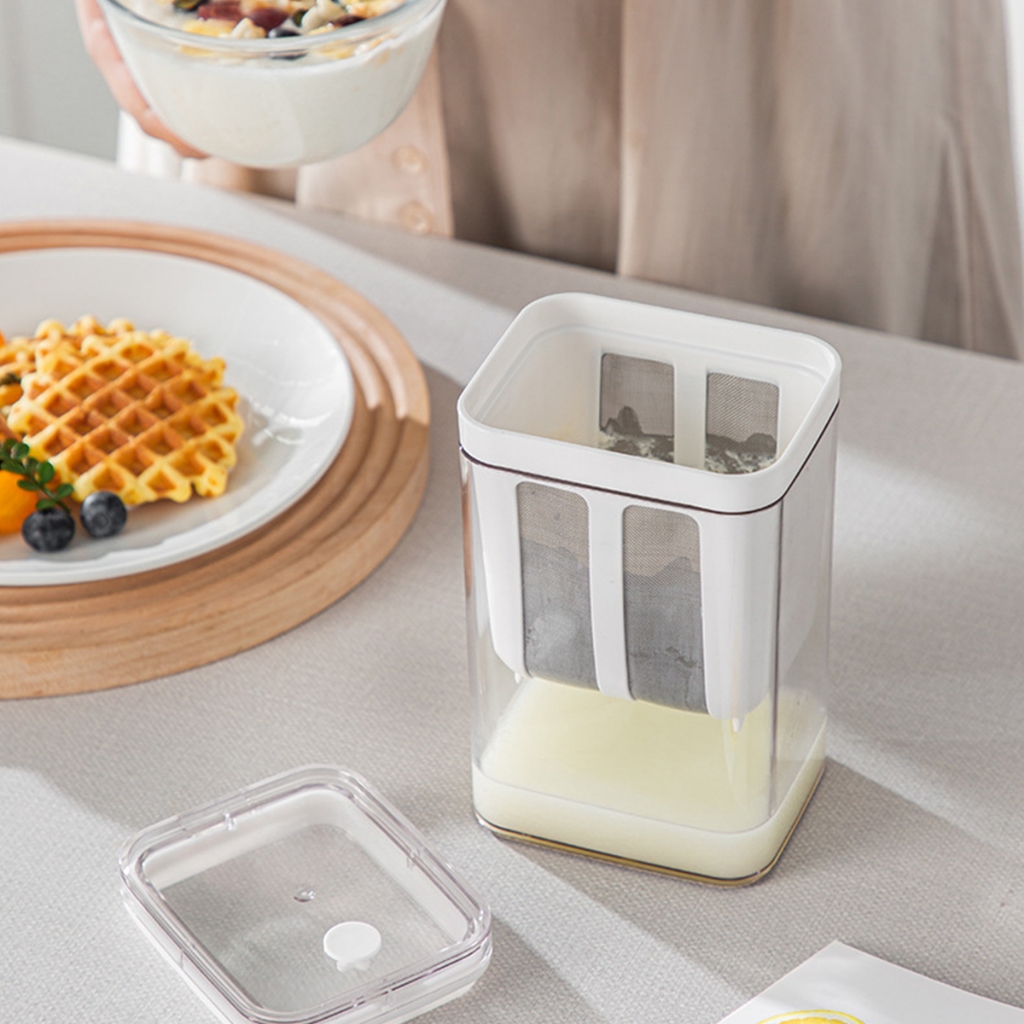 2024 1100ML咖啡酸奶過濾器自製酸奶豆漿奶酪乳清分離器排水細網過濾器廚房工具