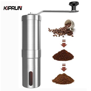 KIPRUN 手動咖啡研磨機,不銹鋼手動咖啡豆研磨機,帶陶瓷可調節旋鈕設定廚房和遠足咖啡研磨機
