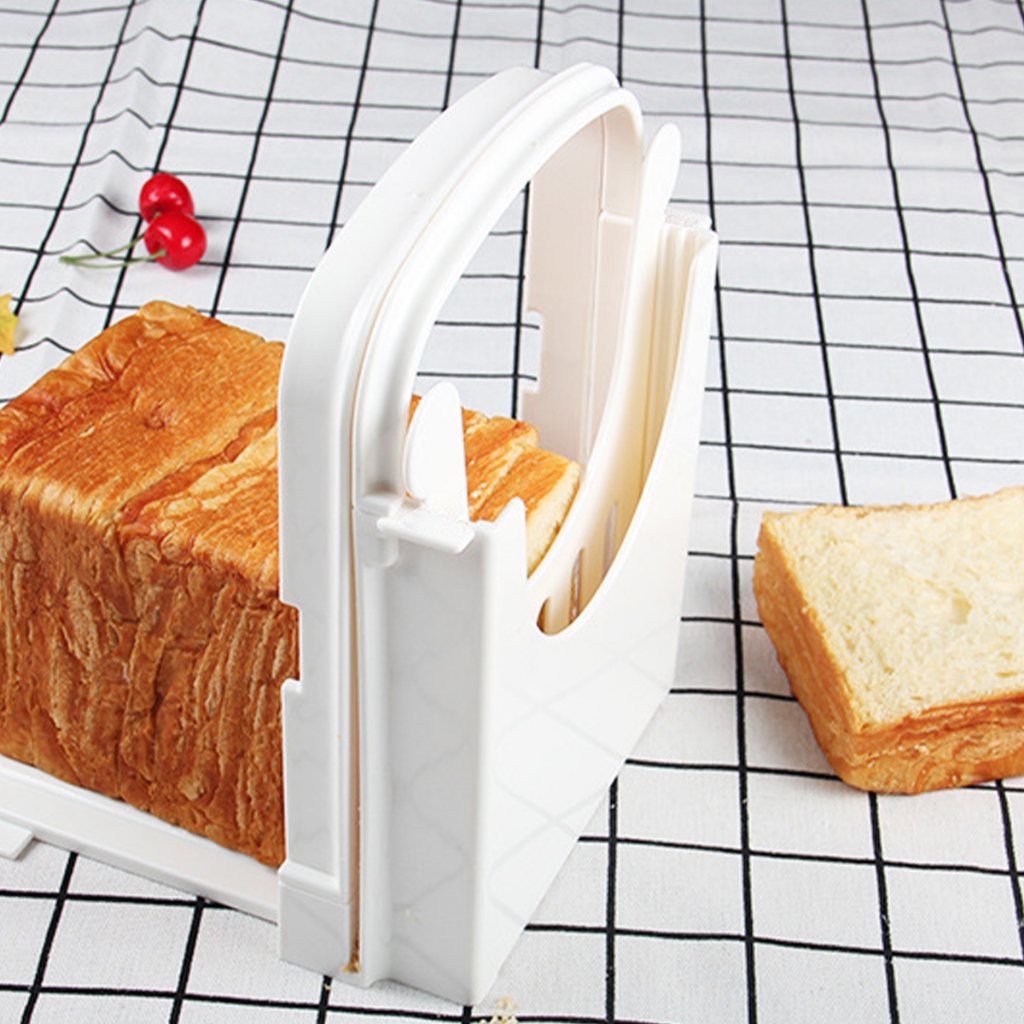 2024 可調節吐司麵包切片機可折疊塑料切割工具廚房烘焙糕點奶酪切片機實用麵包刀