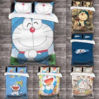 哆啦夢 3 合 1 哆啦A夢 3 件套床單套裝 3D 打印卡通被套套裝軟被套 + 2 個枕套