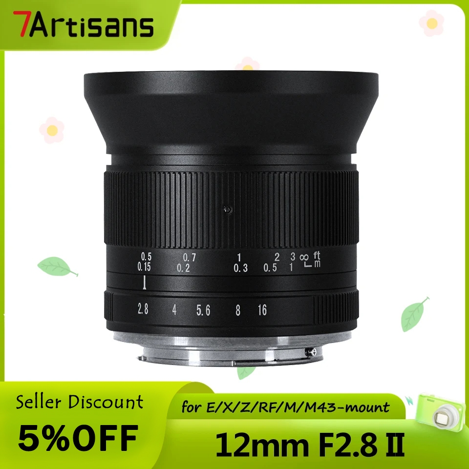 七工匠 7artisans 12mm F2.8 II APS-C 超廣角鏡頭手動對焦定焦鏡頭適用於無反光鏡相機