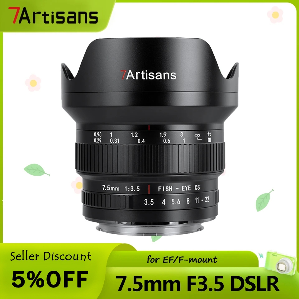 七工匠 7artisans 7.5mm F3.5單反魚眼鏡頭超廣角適用於佳能80D 77D 60D