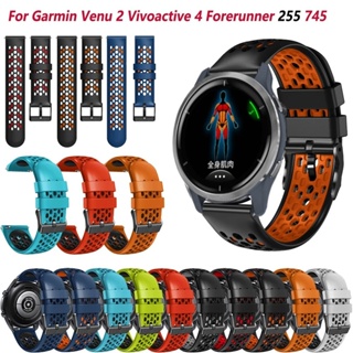 SAMSUNG Garmin 5 排雙色矽膠運動矽膠錶帶 22 毫米運動替換配件三星