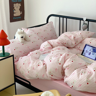INS卡通甜甜狗精梳棉床組 100%純棉床單 床罩組 單人 雙人 加大床包四件組 被單 可愛兒童卡通床包組