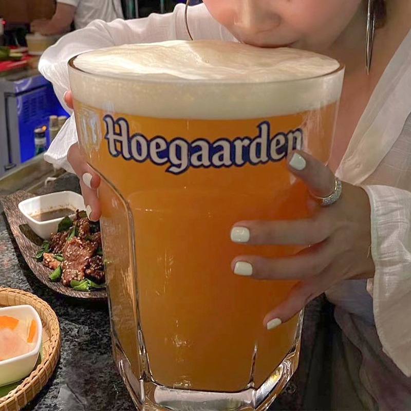 【4200ml】啤酒杯超大容量六角玻璃水杯生啤酒杯加厚果汁酒杯