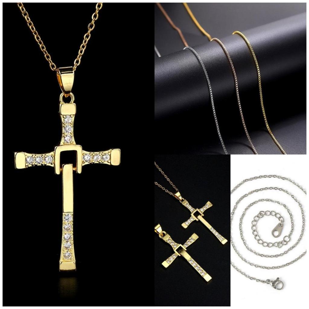 十字架鑽石吊墜個性銅鑲嵌鋯石項鍊嘻哈時尚飾品