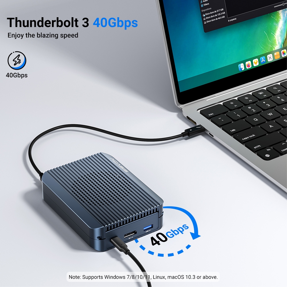 Acasis Thunderbolt3 外殼擴展塢 M.2 NVME SSD 硬盤盒多功能 Type-C 轉 PD 快速