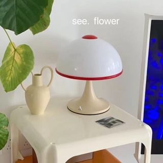 【SEE✿ FLOWER】可愛奶油蘑菇檯燈vintage臥室床頭攝影氛圍燈 復古中古臥室床頭書桌邊幾設計師網紅ins裝飾