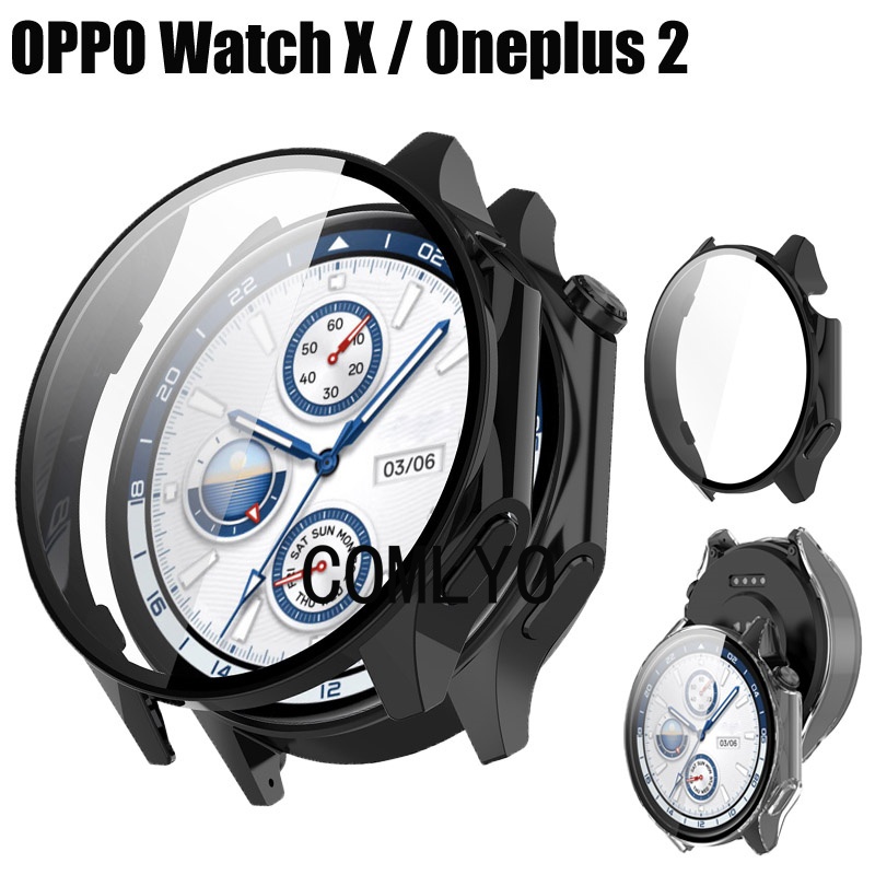 適用於 ONEPLUS 一加手錶 2 / OPPO Watch X 保護殼 + 玻璃屏幕保護膜 全覆蓋 保護套 貼膜