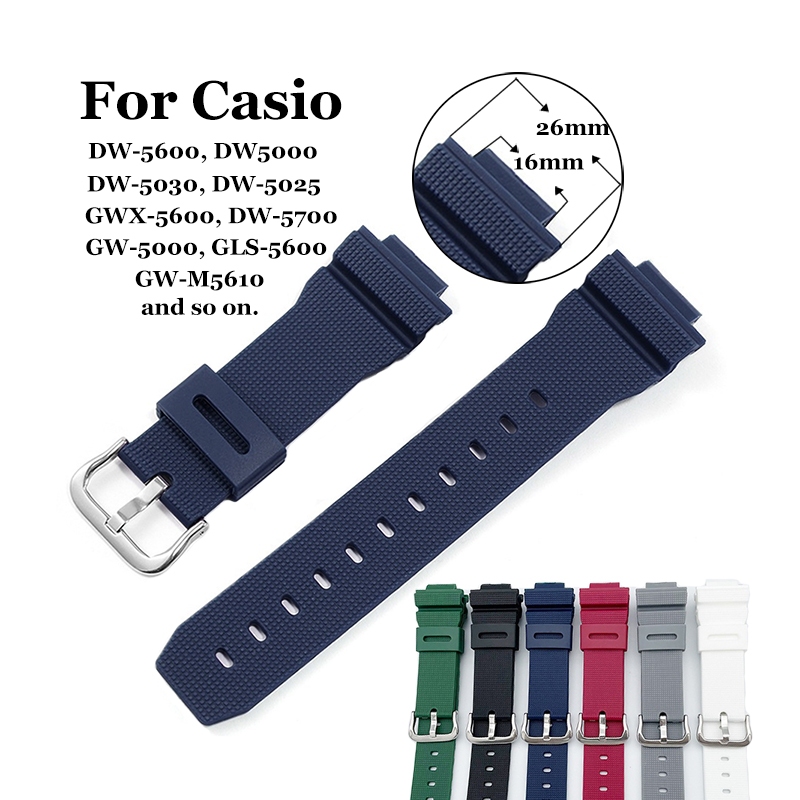 16x26 毫米矽膠錶帶適用於卡西歐 DW6900 DW5600 GA110 GD120 錶帶快速釋放男士女士替換手錶配