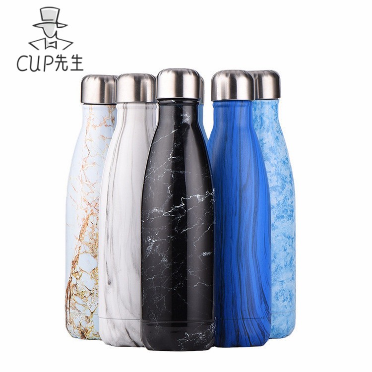 跨境熱銷304不鏽鋼可樂瓶運動水瓶雙層真空保溫保冷水壺禮品杯子