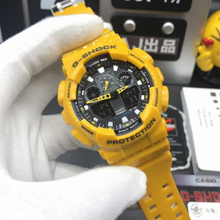 卡西歐 G-Shock GA100 系列模擬數字黃色錶帶手錶 GA100A-9A GA-100A-9A