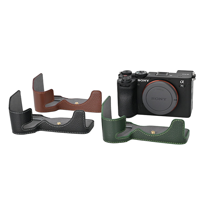 牛皮皮革相機包機身保護套適用於索尼 A7CII A7C2 帶電池開口半身套裝保護套相機套