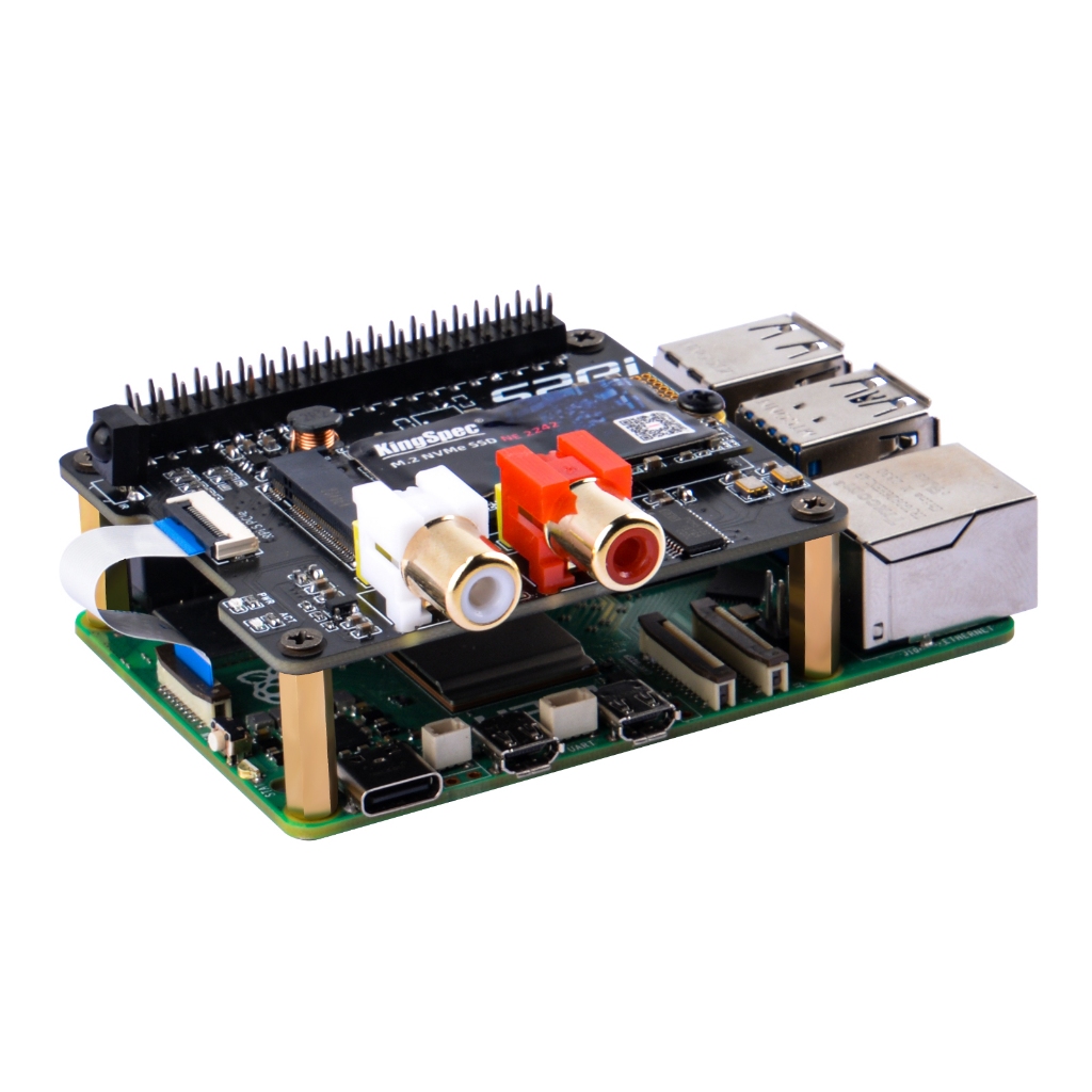 用於 Raspberry Pi 5 DAC 標準和 PCIe 到 NVMe SSD 的 52Pi NVDAC HAT 擴
