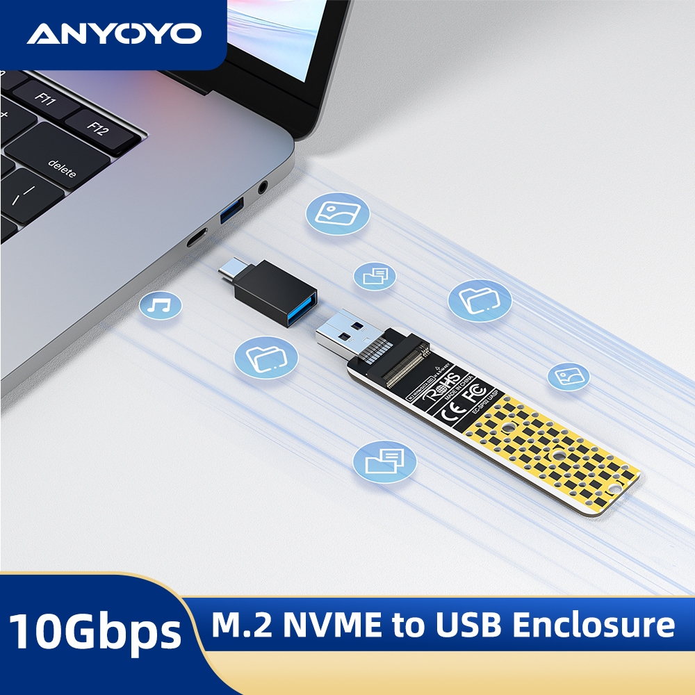 Anyoyo M.2 NVME 轉 USB 適配器 USB 3.1 Gen2 10 Gbps SSD 適配器卡基於硬盤轉