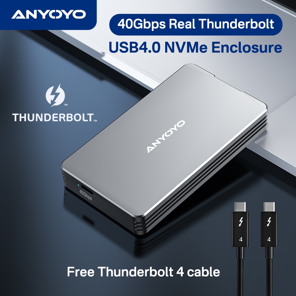 Anyoyo Thunderbolt3 40Gbps NVME M.2 SSD 外置 SSD 外殼鋁製,帶 40Gbps