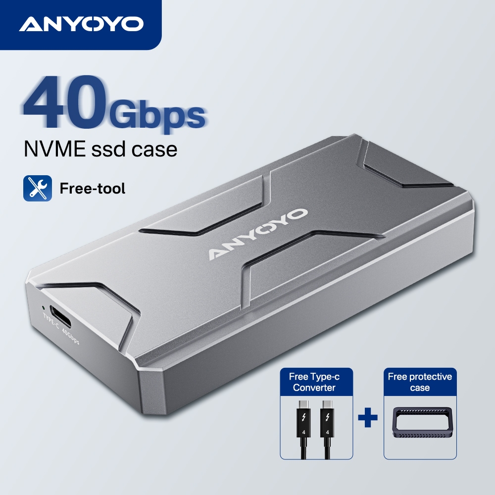 Anyoyo Thunderbolt4 USB 4.0 M.2 NVME 外殼 40Gbps NVME M.2 SSD