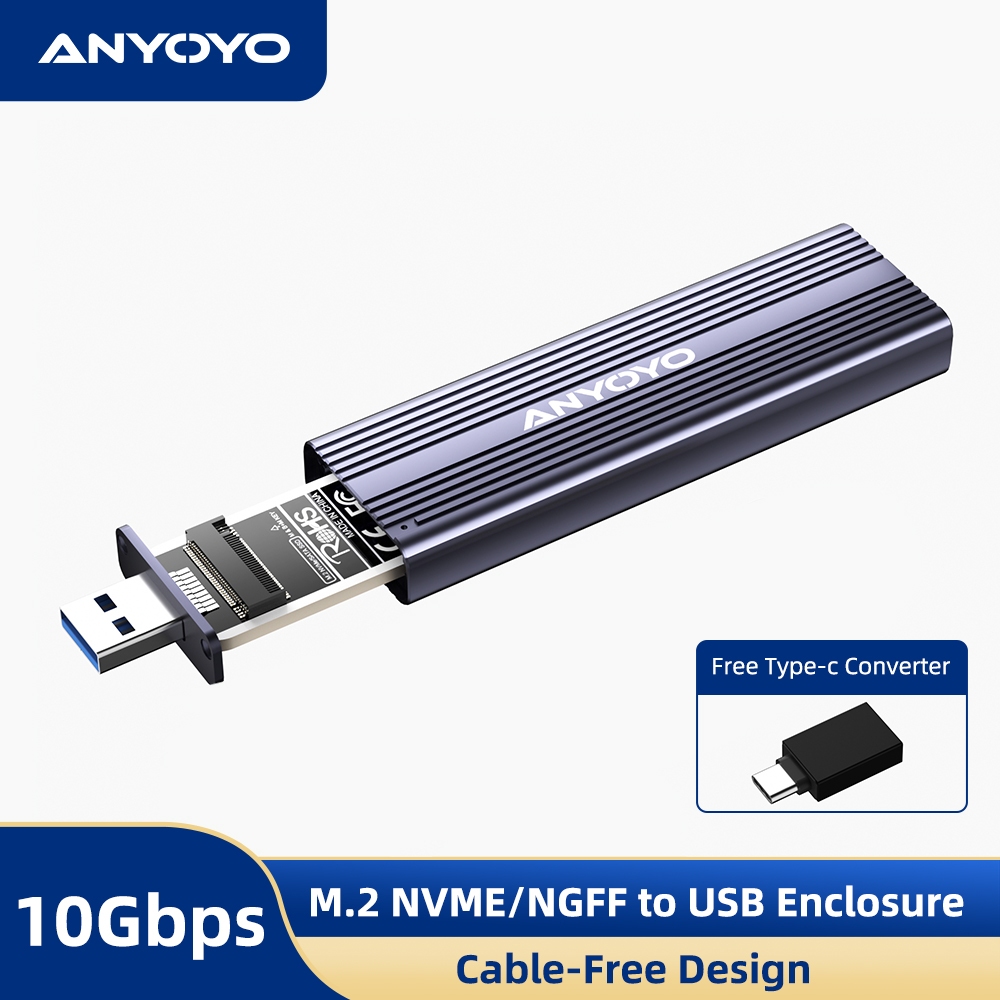 Anyoyo M.2 NVME/SATA 轉 USB 適配器 USB 3.1 Gen2 10 Gbps SSD 適配器卡