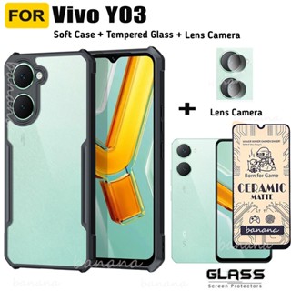 外殼 Vivo Y03 Y 03 Y0 3 Y02 Y02S Y02A Y02T Y01 防震手機殼和陶瓷磨砂全屏保護膜