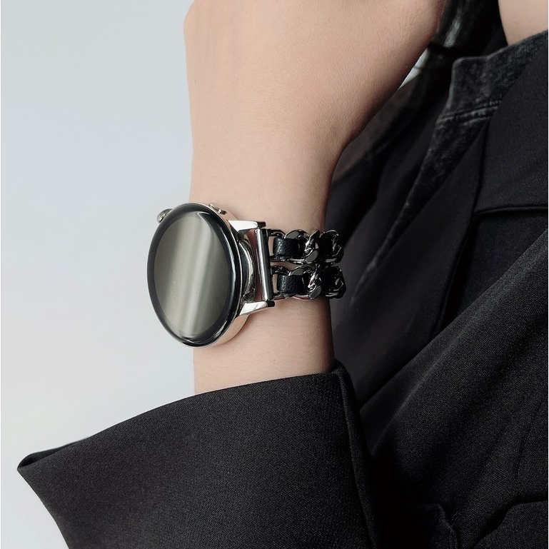 小香風錶帶 適用華為手錶GT4/GT3/GT2/watch3pro金屬雙排鏈watch4pro錶帶女款高級感20mm透氣