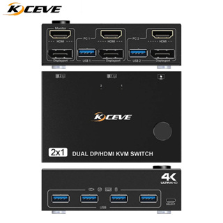 USB 3.0 HDMI DP KVM切換器 4K@60Hz 高清畫質支持鍵盤滑鼠顯示器