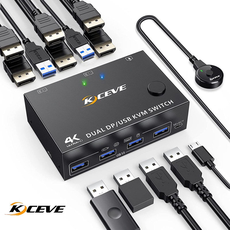 8K USB3.0 KVM切換器2臺顯示器2臺電腦超高清雙顯示器顯示埠1.4 KVM交換機