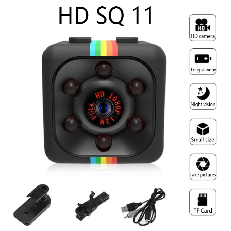 Sq11 迷你攝像機夜視攝像機微型攝像機視頻運動 DV 視頻超小型攝像機高清 1080P 攝像機家庭安全攝像機