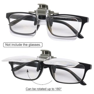 2x 眼鏡放大鏡帶夾子第三手照明放大鏡放大鏡針線工藝品閱讀郵票低視力輔助工具