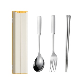 OUKEAI 304不鏽鋼餐具套裝 便攜餐具盒 湯匙叉筷子組合 家用旅行餐具