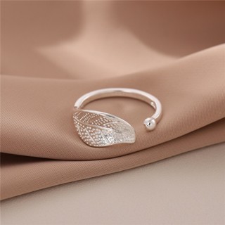 時尚925純銀戒指 精緻簡約樹葉開口戒指 女款創意個性葉子可調整指環配飾 CR045