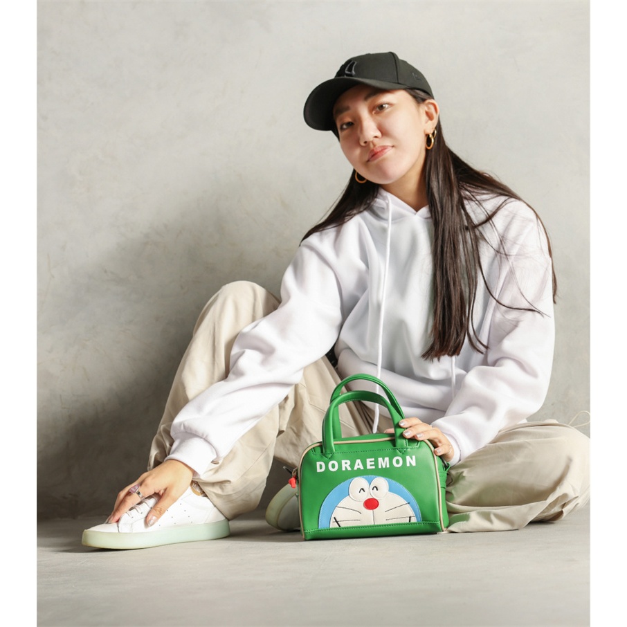日本 卡通多啦醬大容量手提袋 可愛機器貓斜背包 小叮噹 時尚PU斜背包