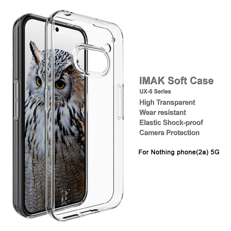 Imak Nothing Phone 2A 5G 透明矽膠外殼超薄 TPU 外殼透明黑色防震後蓋