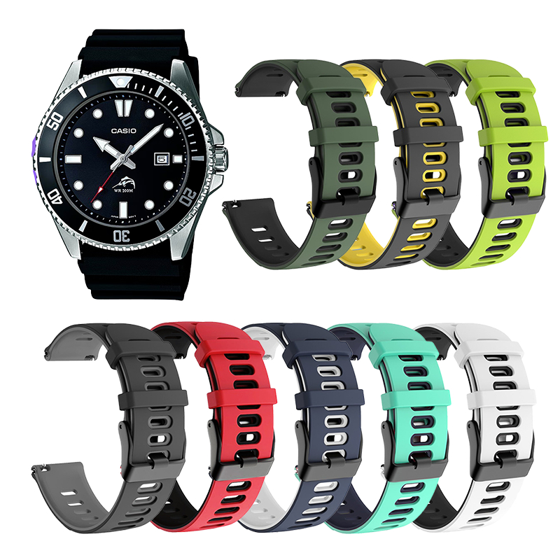 雙色錶帶適用於CASIO卡西歐劍魚MDV-106-1a手錶帶劍魚107-1a手錶錶帶