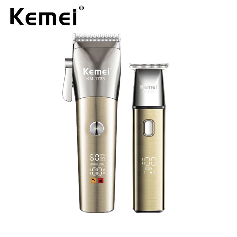 Kemei 電動可水洗理髮器和修剪器套件適用於理髮師 LED 顯示屏男士專業無繩防水切割機