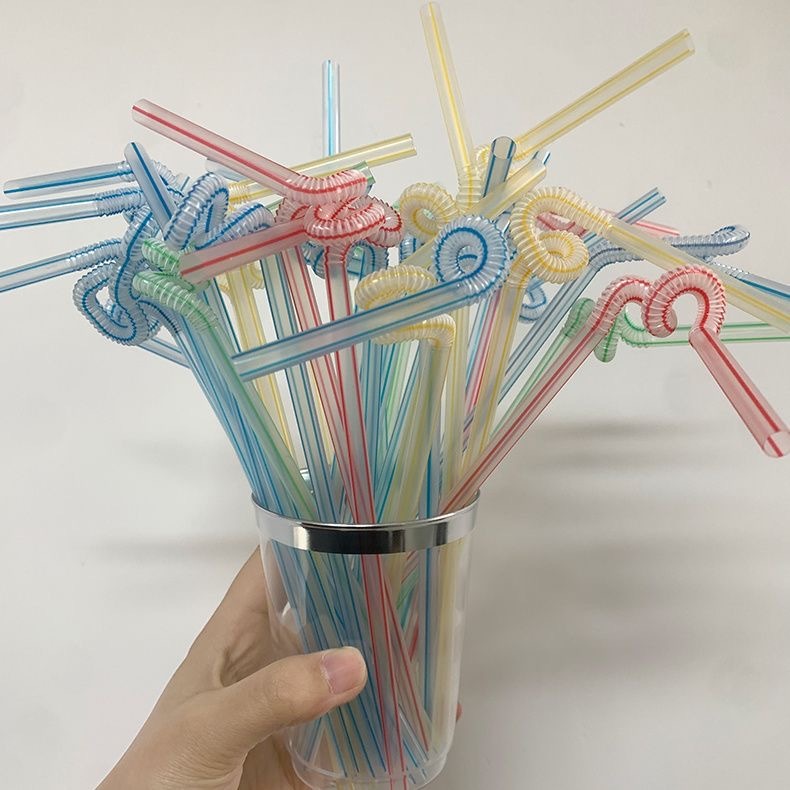 飲料吸管 100支 可彎曲吸管 彩色塑膠吸管 長吸管ins風