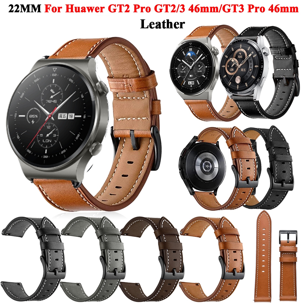 錶帶 22 毫米皮革錶帶適用於華為 Watch GT 2 GT2 GT3 Pro/GT 4 3 2 46 毫米/GT 2