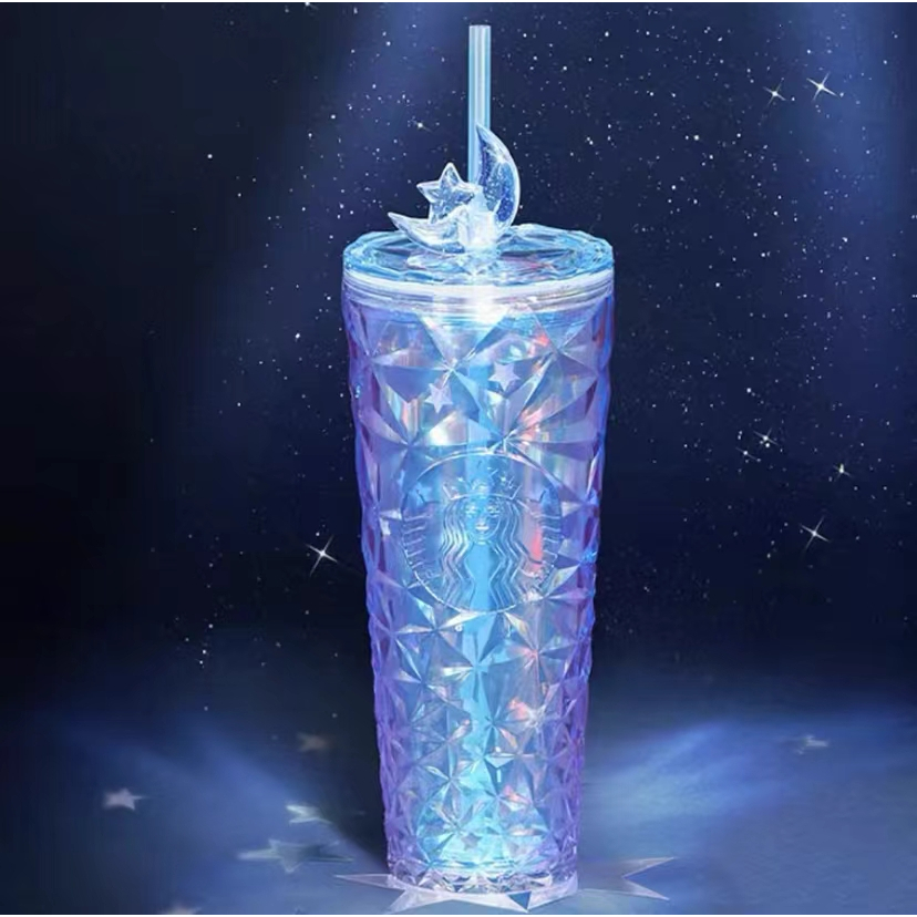 Starbucks 710ml 系列 星巴克 湖藍色 紫漸變粉色 格紋塑膠 吸管杯