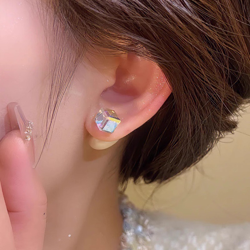 溫柔氣質雙面方糖愛心珍珠耳環簡約個性輕奢高級感耳環新款潮耳飾