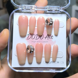 Dodo.handmade Press on Fake Nails 粉色漸變鑽石手工美甲可拆卸指甲墊美甲(現貨)