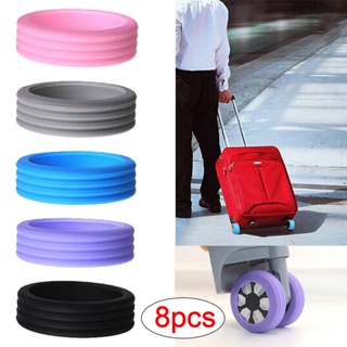 8 件裝滾動行李輪保護器減少旅行箱拉桿腳輪鞋降噪靜音蓋袋降噪配件