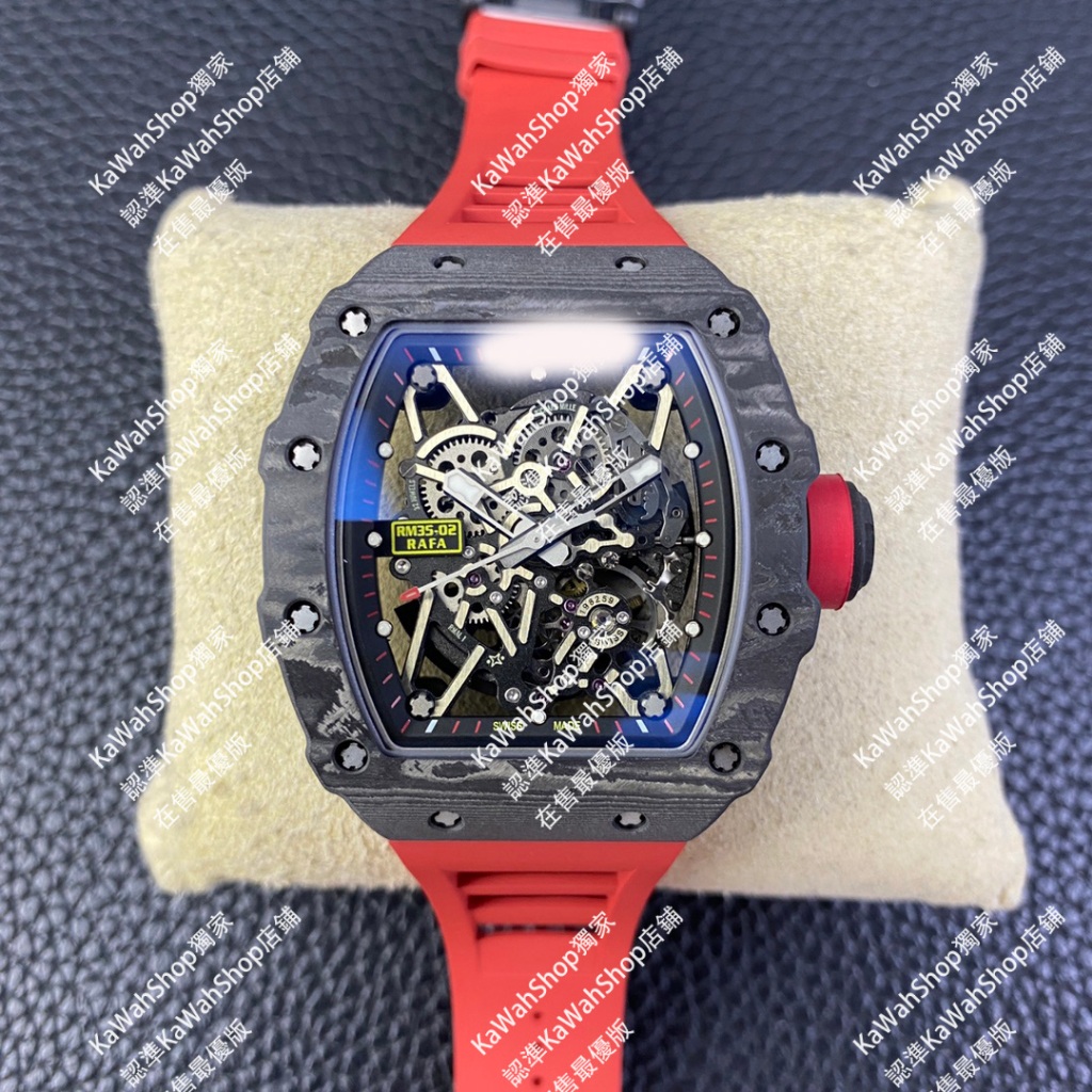 R1chard MM RM3502碳黑圈紅色矽膠錶帶