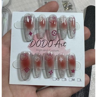 Dodo.handmade Press on Fake Nails KT 貓腮紅貓眼手工美甲可拆卸指甲墊美甲(現貨)