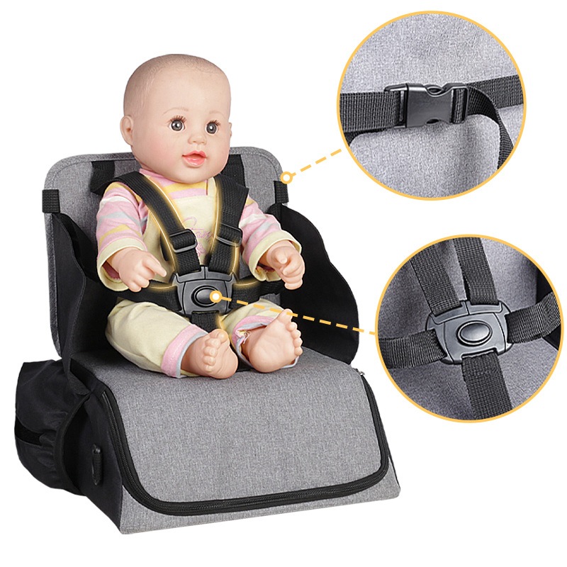 多功能嬰兒外出便攜餐椅坐凳式 寶寶奶瓶尿布袋媽媽背包大容量手提袋  gotw