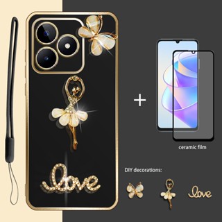 適用於 Realme Note 50 4G/RMX3834 手機殼的 Glitter Diamond 3D 帶螢幕保護膜