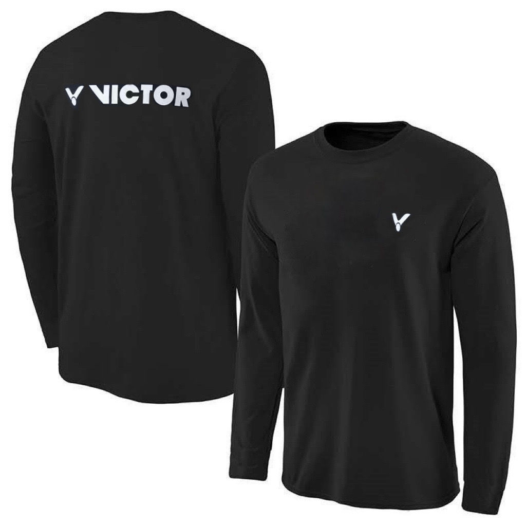 Victor 網球服新款長袖男女通用情侶 T 恤圓領設計舒適網眼排汗跑步健身運動上衣